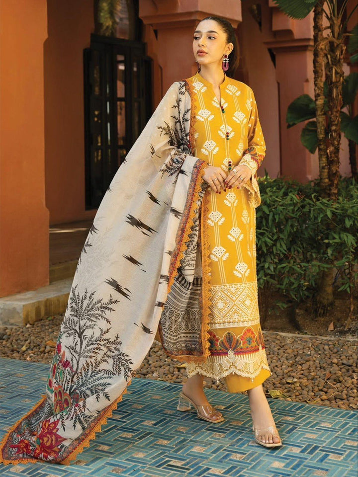 Zainab Chottani Cotton Suit-Mustard-Cotton-Aarasta