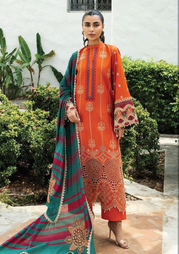 Zainab Chottani Cotton Suit-Orange-Cotton-Aarasta
