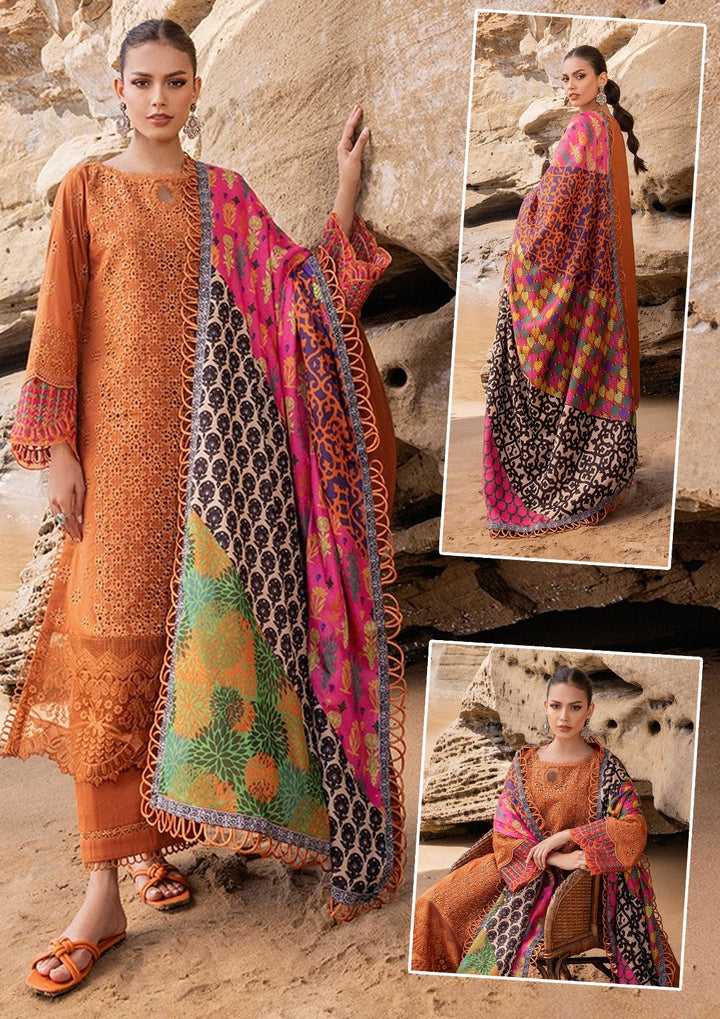 Zainab Chottai Cotton Suit-Orange-Cotton-Aarasta
