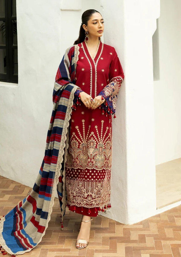 Zainab Chottani Cotton Suit-Red-Cotton-Aarasta