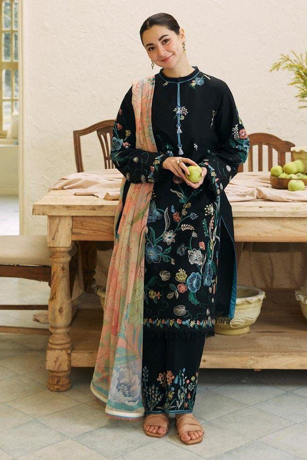 Zara Shahjahan Cotton Suit-Black-Cotton-Aarasta