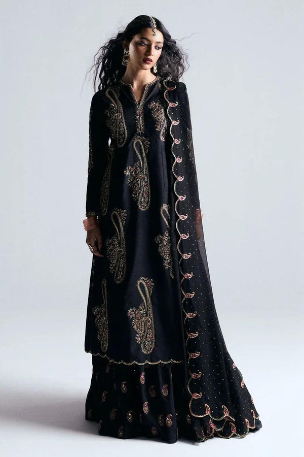 Zara Shahjahan Cotton Suit-Black-Cotton-Aarasta