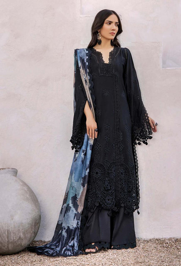Adan Libas Lawn Suit-Black-Lawn-Silk-Aarasta
