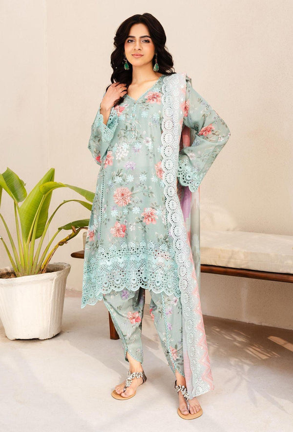 Adan Libas Lawn Suit-Green-Lawn-Chiffon-Aarasta