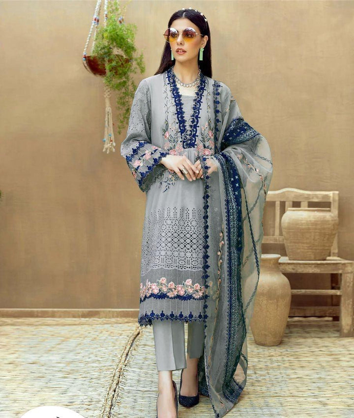 Adan Libas Lawn Suit-Lawn-Grey-Organza-Aarasta