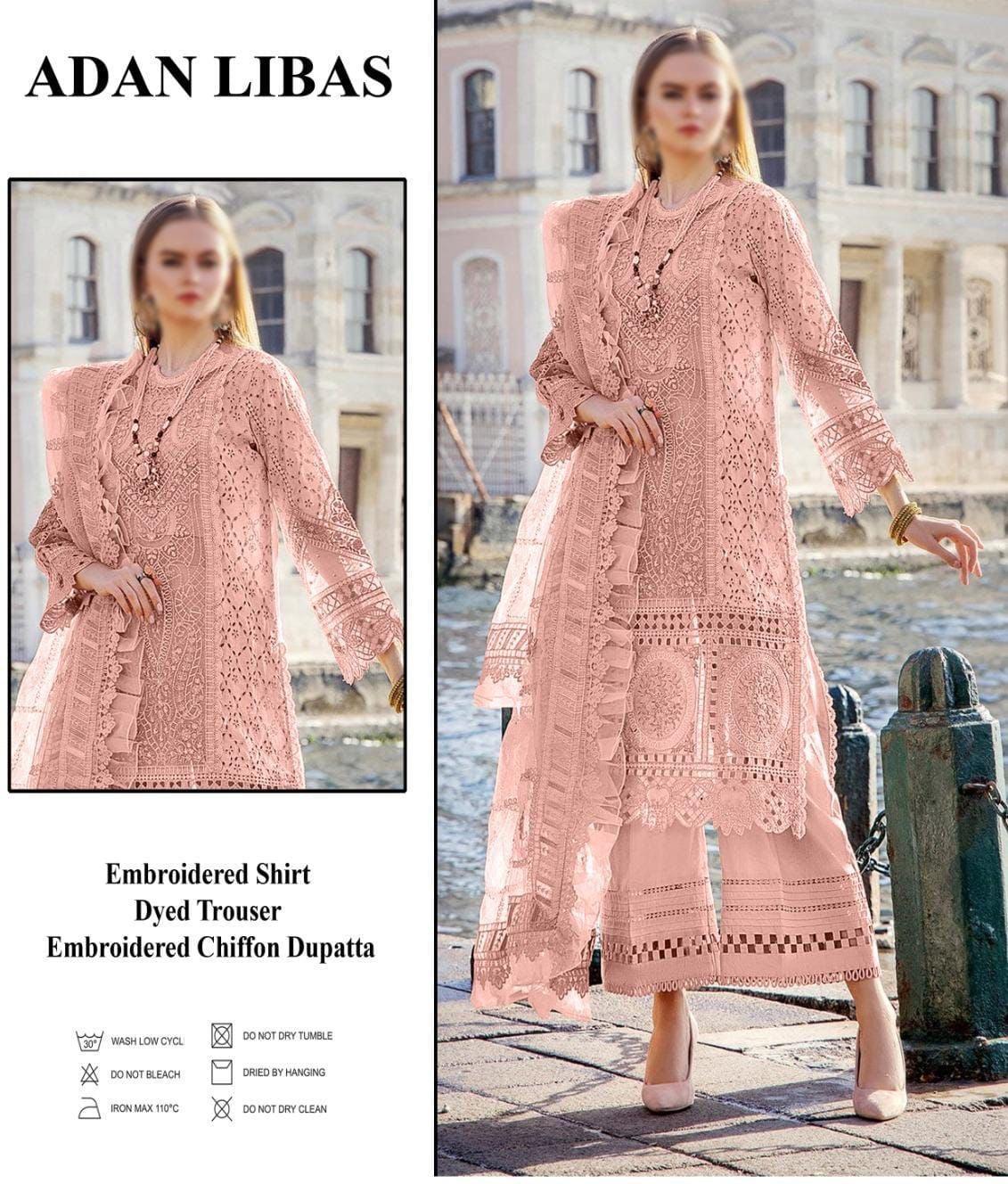 Adan Libas Lawn Suit-Peach-Lawn-Organza-Aarasta