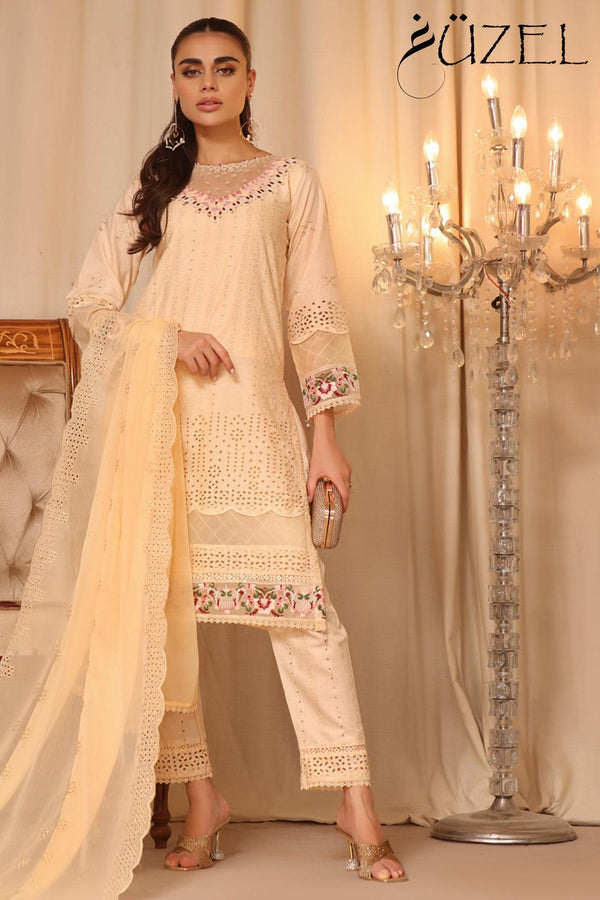 Adan Libas Lawn Suit-Yellow-Lawn-Chiffon-Aarasta