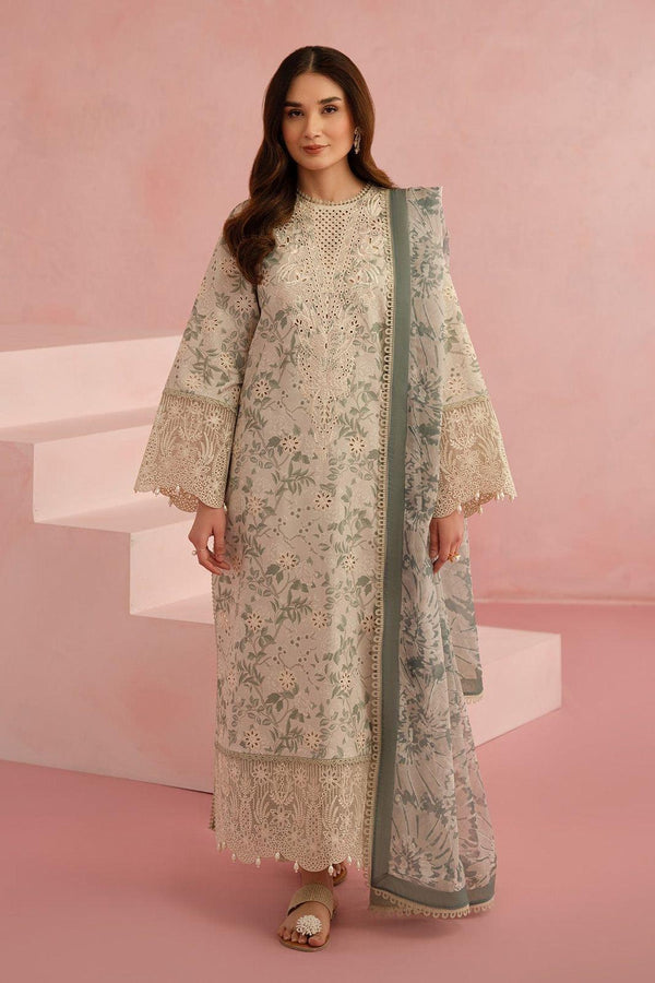 Afrozeh Lawn Suit-Green-Lawn-Chiffon-Aarasta