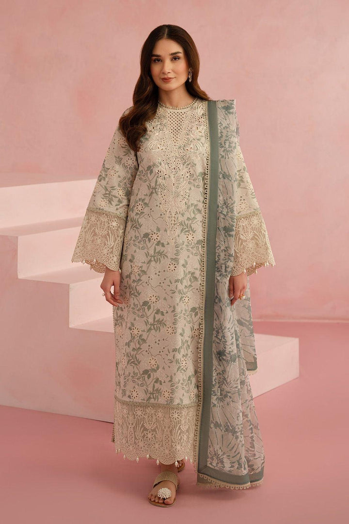 Afrozeh Lawn Suit-Green-Lawn-Chiffon-Aarasta