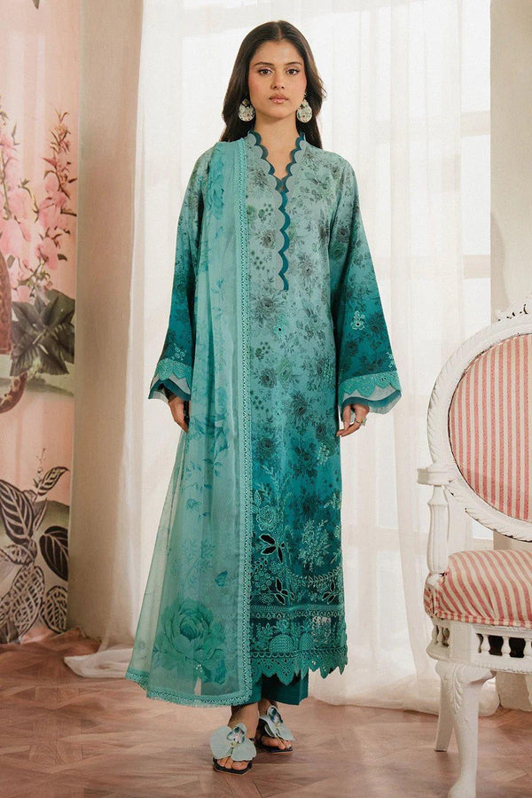 Afrozeh Lawn Suit-Green-Lawn-Chiffon-Aarasta