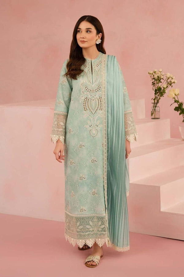 Afrozeh Lawn Suit-Green-Lawn-Chiffon-Aarasta