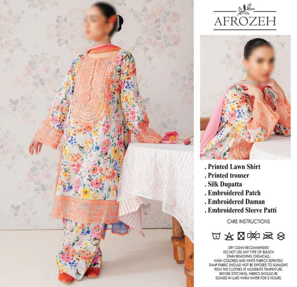Afrozeh Lawn Suit-White-Lawn-Silk-Aarasta