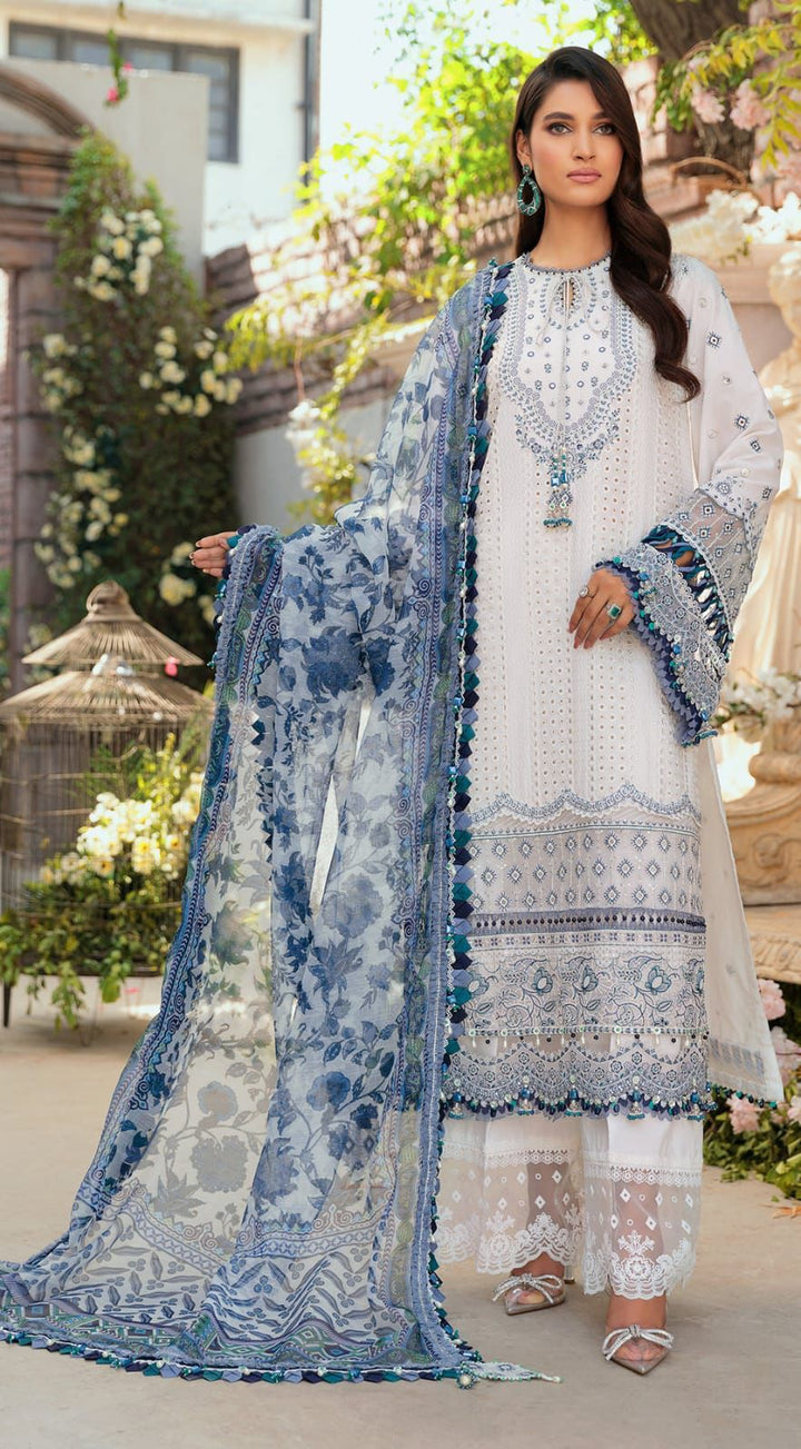 Anaya Lawn Suit-Lawn-White-Net-Aarasta