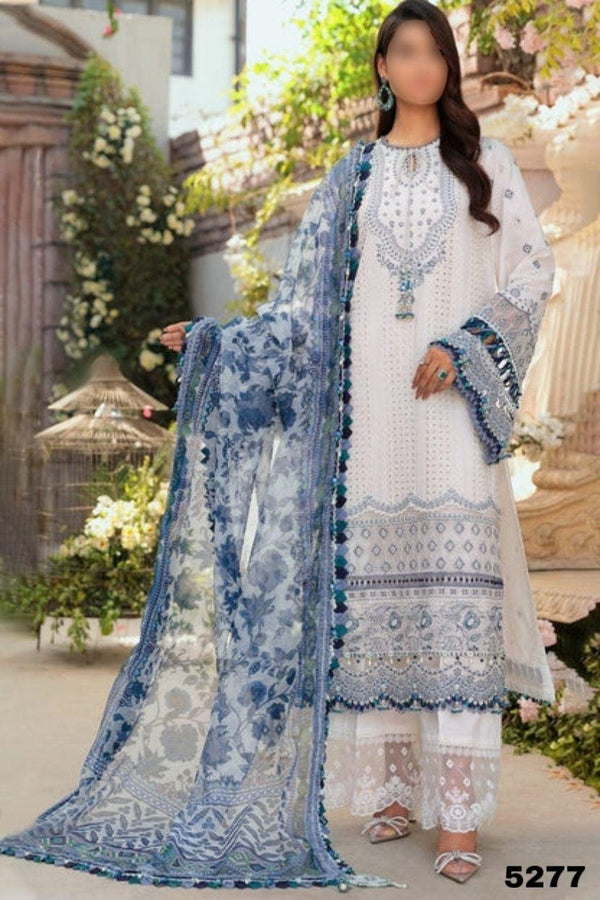 Anaya Lawn Suit-White-Lawn-Net-Aarasta