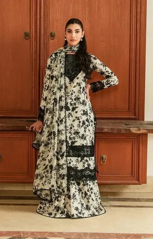 Aneela's Lawn Suit-Off White-Lawn-Aarasta