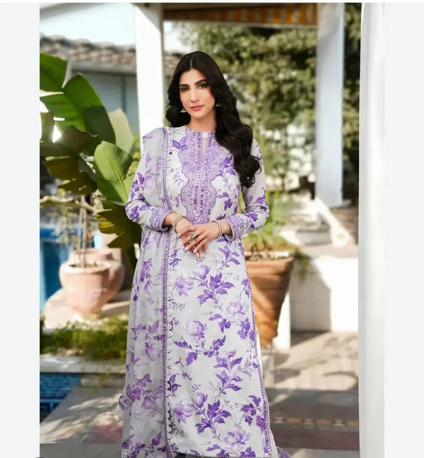 Aneela's Lawn Suit-Purple-Lawn-Aarasta