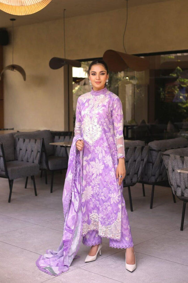 Aneela's Lawn Suit-Purple-Lawn-Chiffon-Aarasta