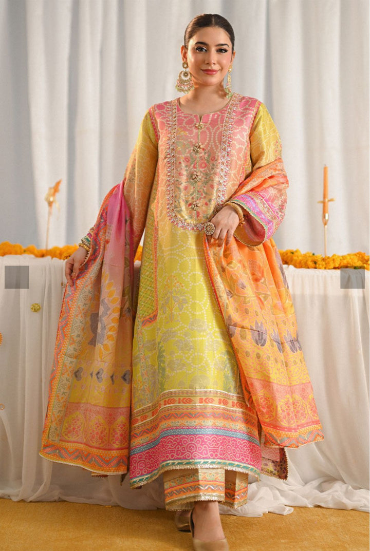 Ansab Jhangir Swiss Lawn Suit-Yellow-Lawn-Silk-Aarasta