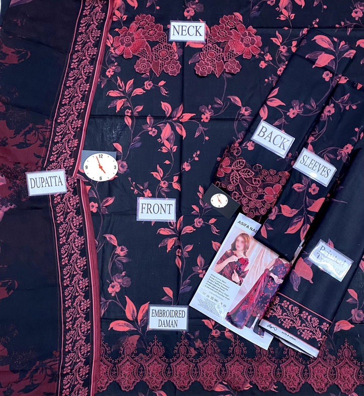 Asifa Nabeel Lawn Suit-Aarasta