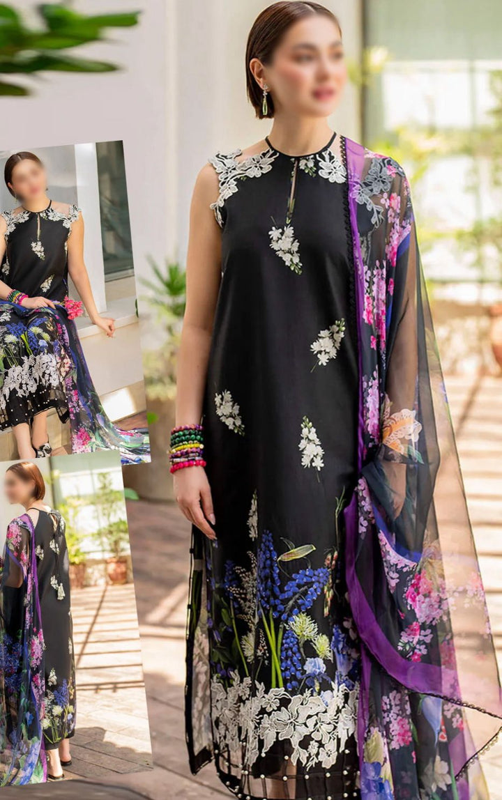 Asifa Nabeel Lawn Suit-Black-Lawn-Silk-Aarasta