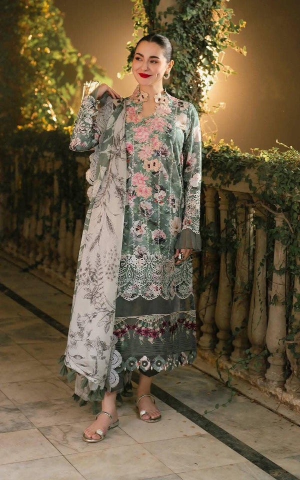 Asifa Nabeel Lawn Suit-Green-Lawn-Chiffon-Aarasta