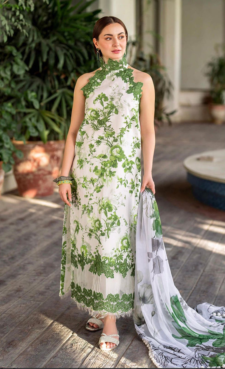 Asifa Nabeel Lawn Suit-Green-Lawn-Chiffon-Aarasta