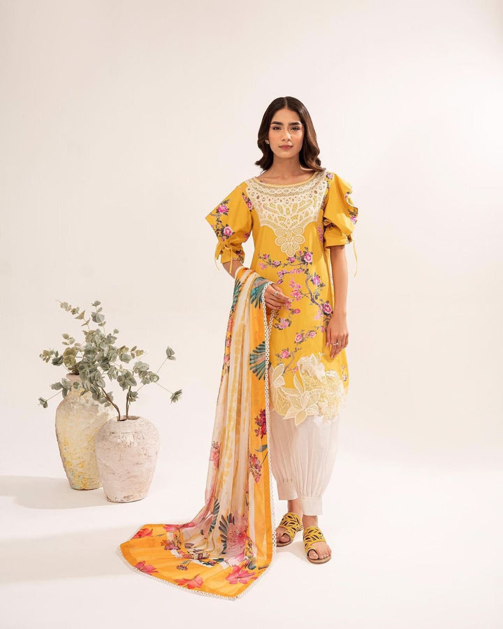 Asifa Nabeel Lawn Suit-Yellow-Lawn-Silk-Aarasta