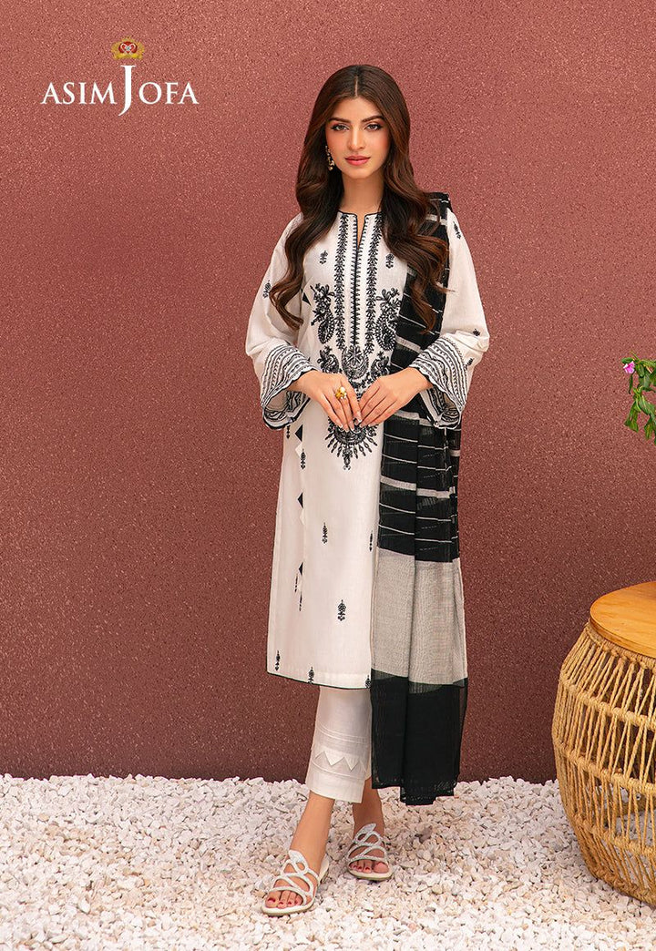 Asim Jofa Lawn Suit-White-Lawn-Silk-Aarasta