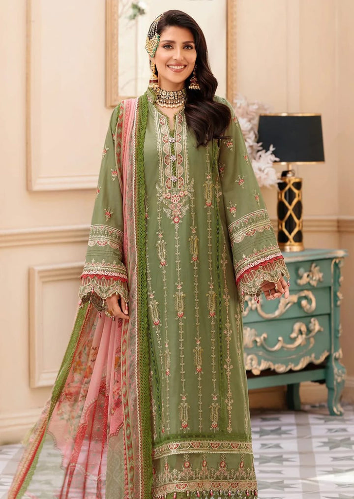 Ayeza Khan Lawn Suit-Lawn-Green-Silk-Aarasta