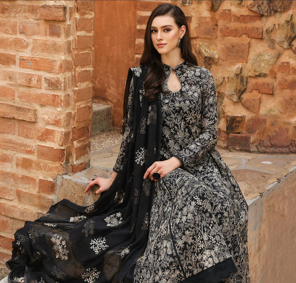 Bareeze Lawn Suit-Black-Lawn-Chiffon-Aarasta