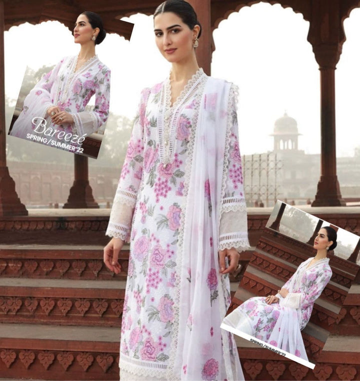 Bareeze Lawn Suit-Lawn-White-Chiffon-Aarasta