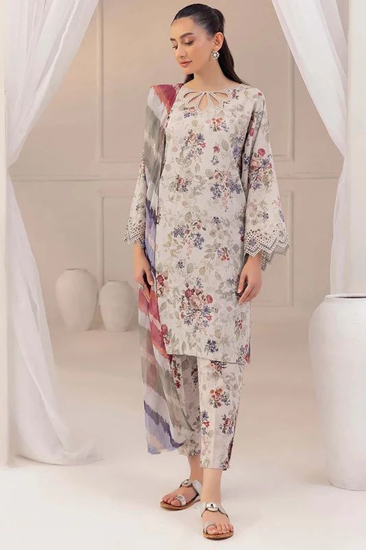 Baroque Lawn Suit-Beige-Lawn-Chiffon-Aarasta
