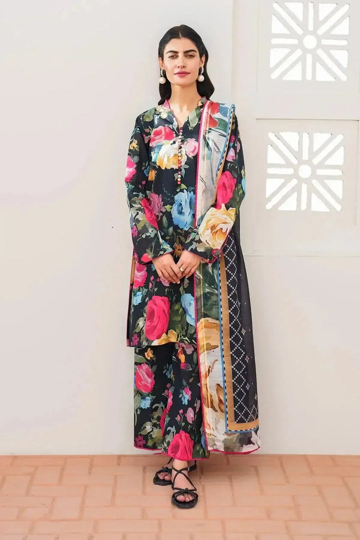 Baroque Lawn Suit-Black-Lawn-Silk-Aarasta