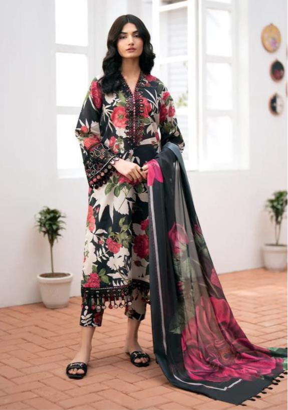 Baroque Lawn Suit-Black-Lawn-Chiffon-Aarasta