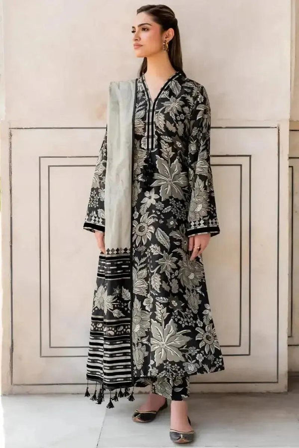 Baroque Lawn Suit-Black-Lawn-Chiffon-Aarasta