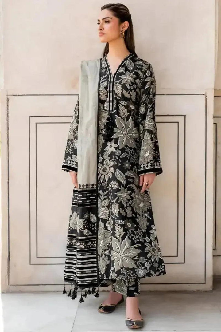Baroque Lawn Suit-Black-Lawn-Chiffon-Aarasta