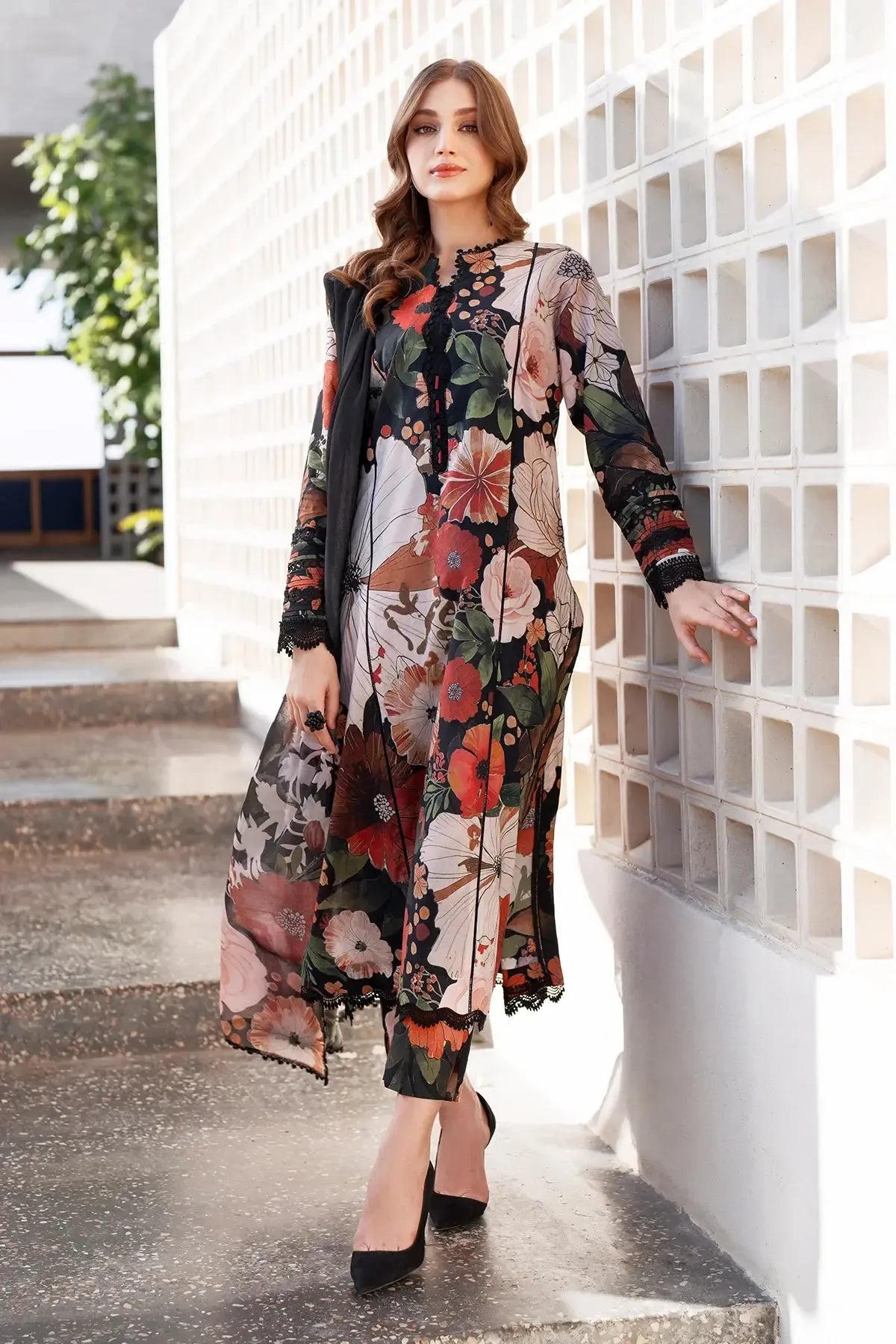 Baroque Lawn Suit-Black-Lawn-Chiffon-Aarasta