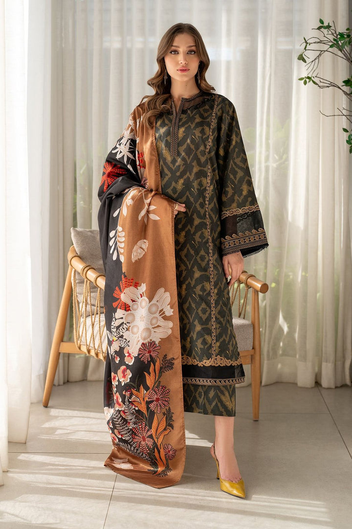 Baroque Lawn Suit-Brown-Lawn-Silk-Aarasta
