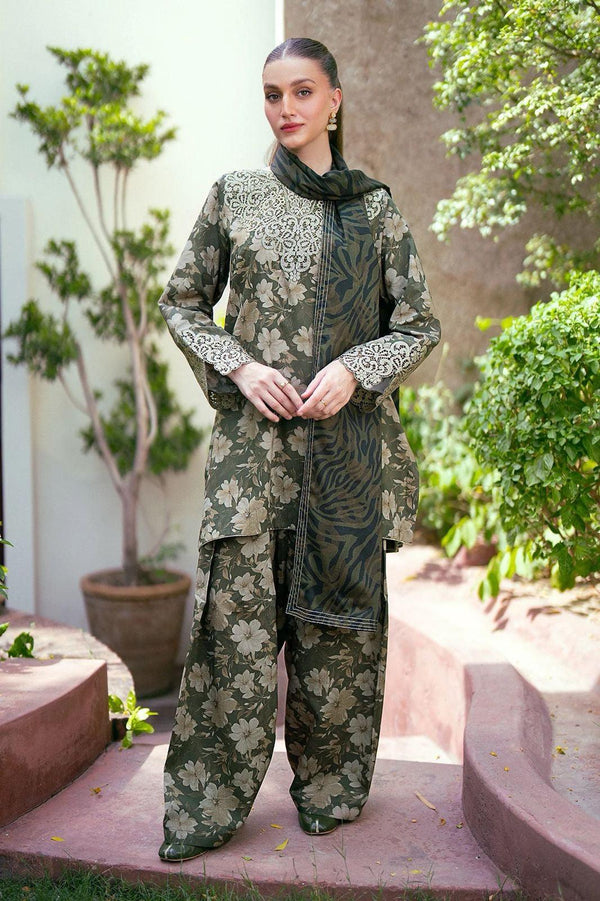 Baroque Lawn Suit-Green-Lawn-Silk-Aarasta