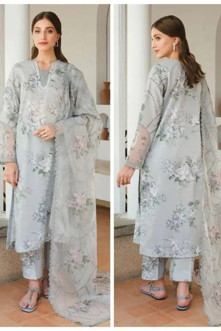 Baroque Lawn Suit-Grey-Lawn-Organza-Aarasta