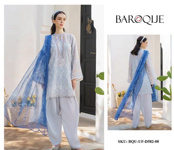 Baroque Lawn Suit-Grey-Lawn-Chiffon-Aarasta