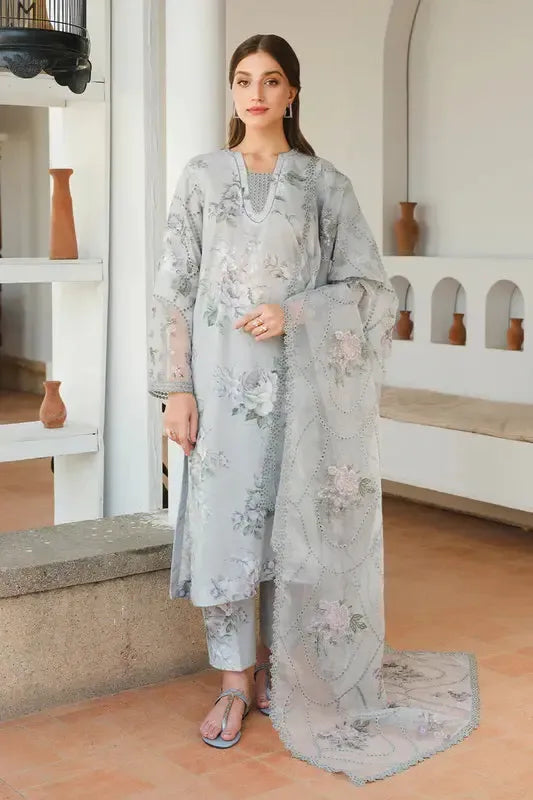 Baroque Lawn Suit-Grey-Lawn-Chiffon-Aarasta