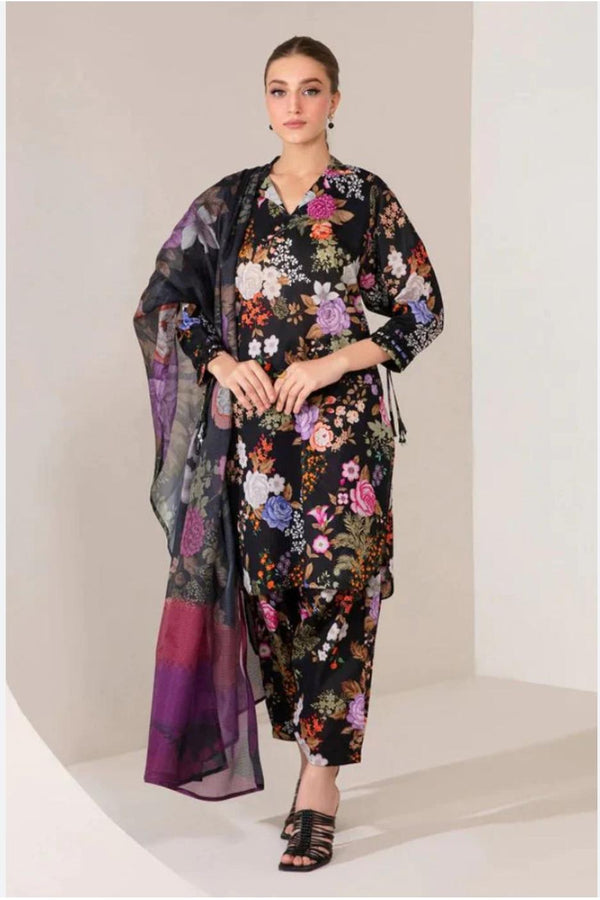Baroque Lawn Suit-Lawn-Black-Chiffon-Aarasta