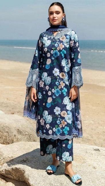 Baroque Lawn Suit-Lawn-Blue-Chiffon-Aarasta