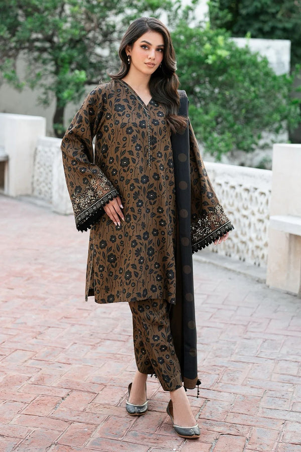 Baroque Lawn Suit-Lawn-Brown-Silk-Aarasta