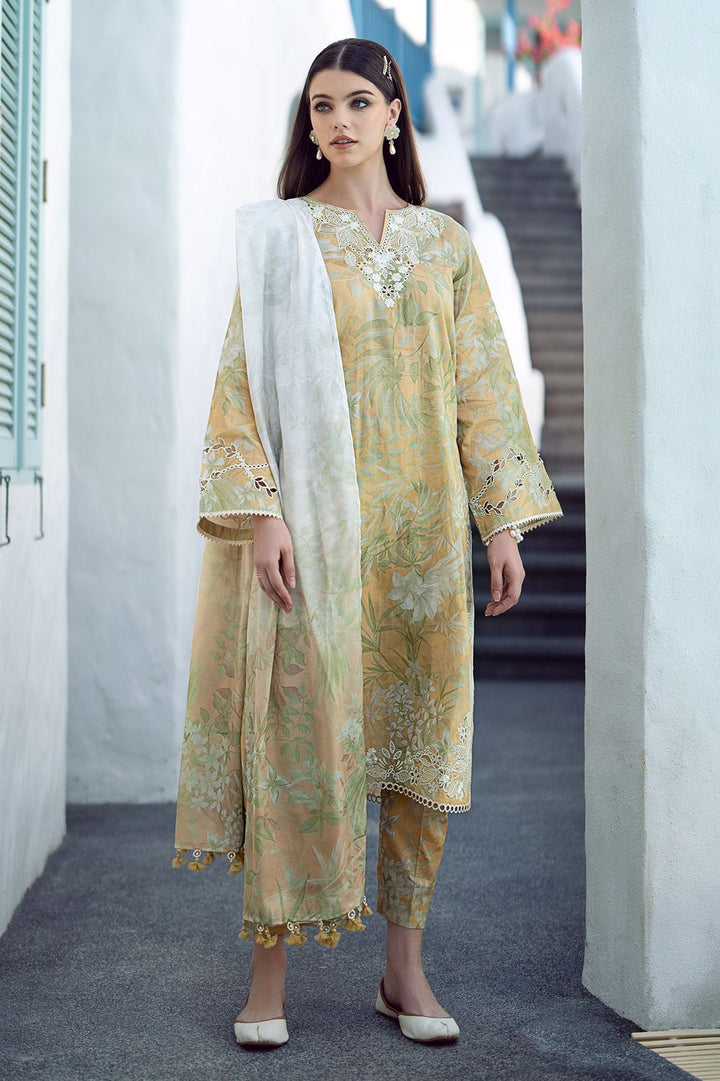 Baroque Lawn Suit-Lawn-Mustard-Chiffon-Aarasta