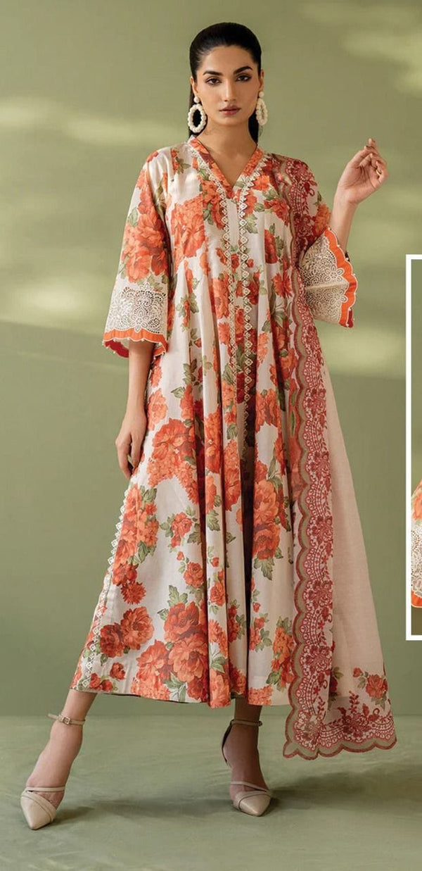 Baroque Lawn Suit-Lawn-Orange-Lilen-Aarasta