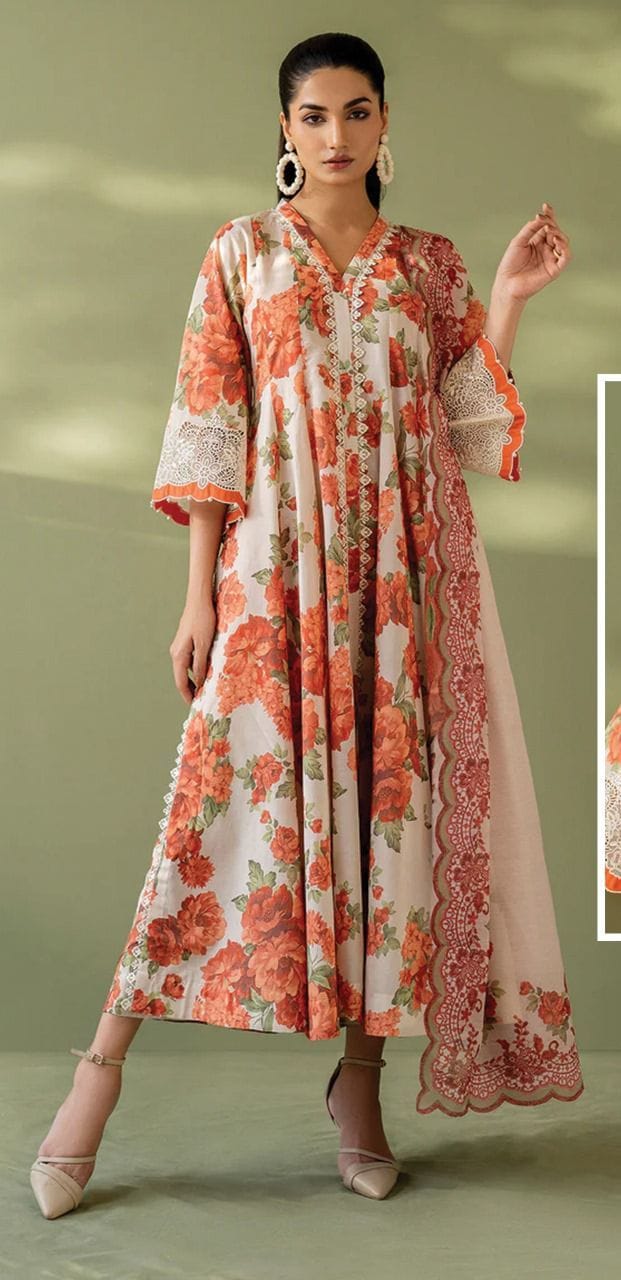 Baroque Lawn Suit-Lawn-Orange-Lilen-Aarasta