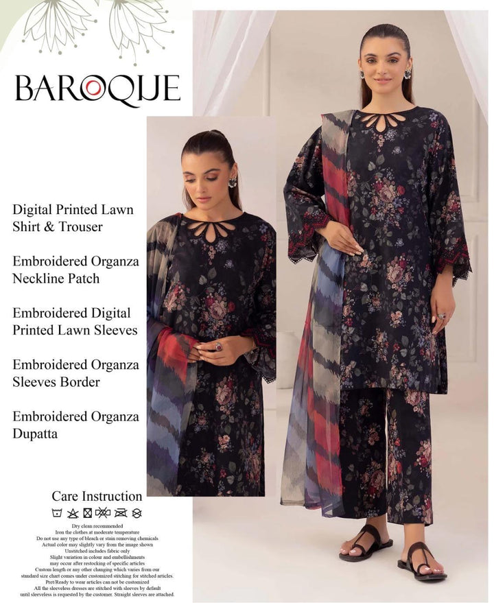 Baroque Lawn Suit-Navy-Lawn-Chiffon-Aarasta