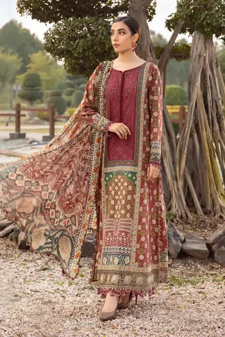 Baroque Lawn Suit-Red-Lawn-Chiffon-Aarasta
